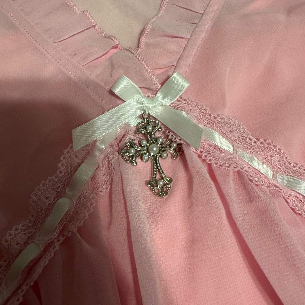 Sugar Thrillz Pink Sheer Ruffle Top - Picture 4 of 8
